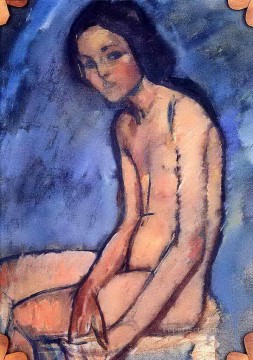 seated man holding a branch Painting - seated nude 1909 Amedeo Modigliani